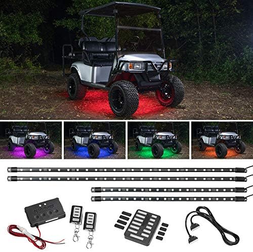 LEDGlow 4pc Expandable Million Color LED Golf Cart Underglow Accent Neon Lighting Kit for EZGO Yamaha Club Car – Fits Electric & Gas Golf Carts – Water Resistant Flexible Tubes – Current Model LEDGlow 4pc Expandable Million Color LED Golf Cart Underglow Accent Neon Lighting Kit for EZGO Yamaha Club Car – Fits Electric & Gas Golf Carts – Water Resistant Flexible Tubes – Current Model
