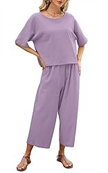 Nfsion Womens Summer 2 Piece Outfits Crewneck Half