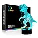 Dinosaur 3D Night Light Touch Activated Desk Lamp, Ticent 7 Colors 3D Optical Illusion Lights with Acrylic Flat, ABS Base & USB Charger for Christmas Kids Gifts