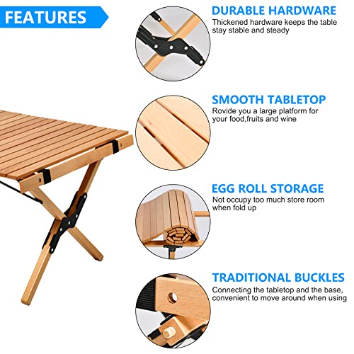 4ft Low Picnic Table Foldable, Balee Low Height Portable Wooden Beach