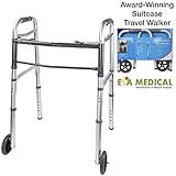 EVA Medical Travel Folding Walker with Wheels and Detachable Legs (Fits medium/large suitcases)