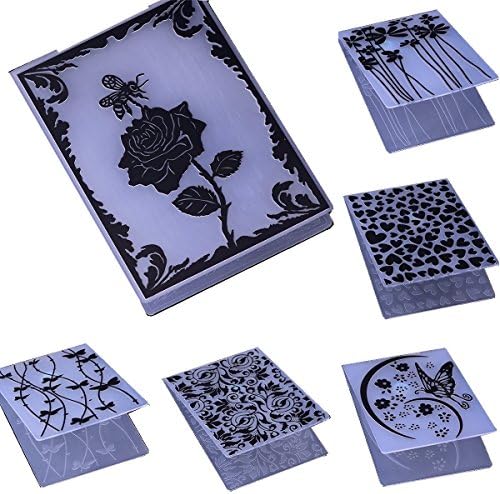 Embossing Folder for Card Making Flower Butterfly Heart DIY Plastic Scrapbooking Photo Album Card Paper DIY Craft Decoration Template Mold (6 Pcs)