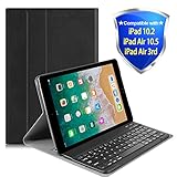 Lapogy iPad 10.2 2019 Keyboard Case,7th Generation,Include Detachable Wireless Bluetooth Keyboard with Magnetically Auto Sleep/Wake Leather Tablet Cover,Lightweight Stand Folio Case-Black