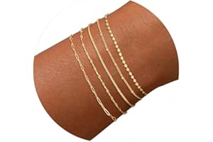 Gold Bracelets for Women, Trendy Adjustable 14K Gold Plated Stackable Link Bracelet, Dainty Thin Paperclip Chain Bracelets St