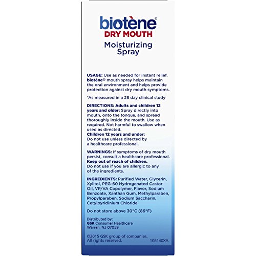 Biotene Gentle Mint Moisturizing Mouth Spray, SugarFree, for Dry Mouth