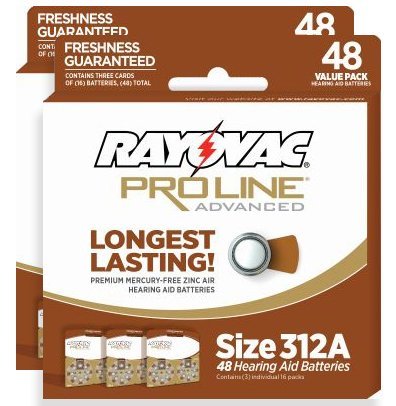Rayovac Proline Advance Hearing Aid Batteries, Size 312A (96 count)