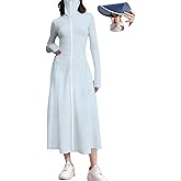 Cromoncent Women's UPF 50+ Swimsuit Cover Up Lightweight SPF Long Sleeve Sun Protection Long Sun Hoodie Dress