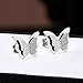 Stainless Steel Butterfly Stud Earrings Frosted 18k Rose Gold Plated Jewelry for Women (Steel Color)