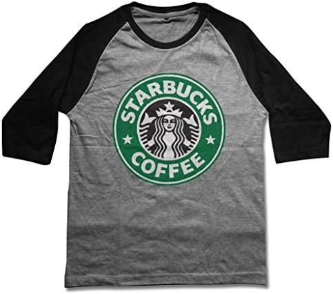 mamisari Starbucks Coffee Shirt tshirt Raglan 3/4 Sleeve Baseball Tee T-Shirts (Medium, Grey)