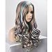 BERON 27 Inches Colorful Wig Long Curly Wig Women Girls Charming Full Wigs for Cosplay Pastel Wigs with Wig Cap (Grey/Green/Brown/Blue)