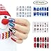 Christmas Nail Art, Glitter Nail Stickers for Women Teens Girls Kids, Christmas Nail Wraps, Easy to Apply, Long Lasting, 4 Sheets Perfect Dress up Nail Art Stickers for Fingers or Toes Christmas Gift