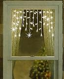 Sienna Twinkling and Shimmering Clear Window Curtain Christmas Icicle Lights with White Wire, Set of 50
