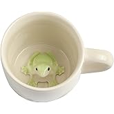 Pieaary Frog Ceramic Mug Hidden 3D Animal Inside Cup,12 OZ Handmade Cute Figurine Mugs,Christmas and Birthday Gift for Boys Girls or Kids(Frog)