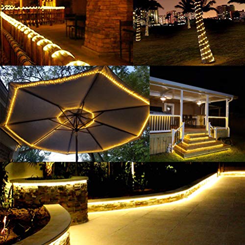 JUNWEN Led Rope Lights Outdoor, Indoor, 114ft 35m, Strip Light, Warm White, 1260LEDs, Waterproof, String Lighting, Plug in 110V, Connectable, Cuttable, Flexible, 8A Fuse Holder Powered - Thumbnail 2