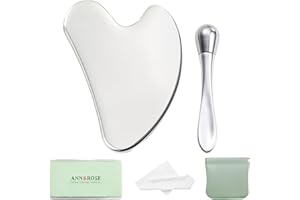 annrose Stainless Steel GuaSha & Eye Cream Applicator Facial Tools, Metal Guasha for Face Neck, Eye Massager Tool, Lymphatic 