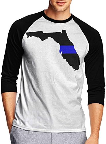 SHI99T Thin Blue Line - Florida Autumn Mans' Custom Custom 3/4 Raglan Sleeve T Shirt Crew-Neck