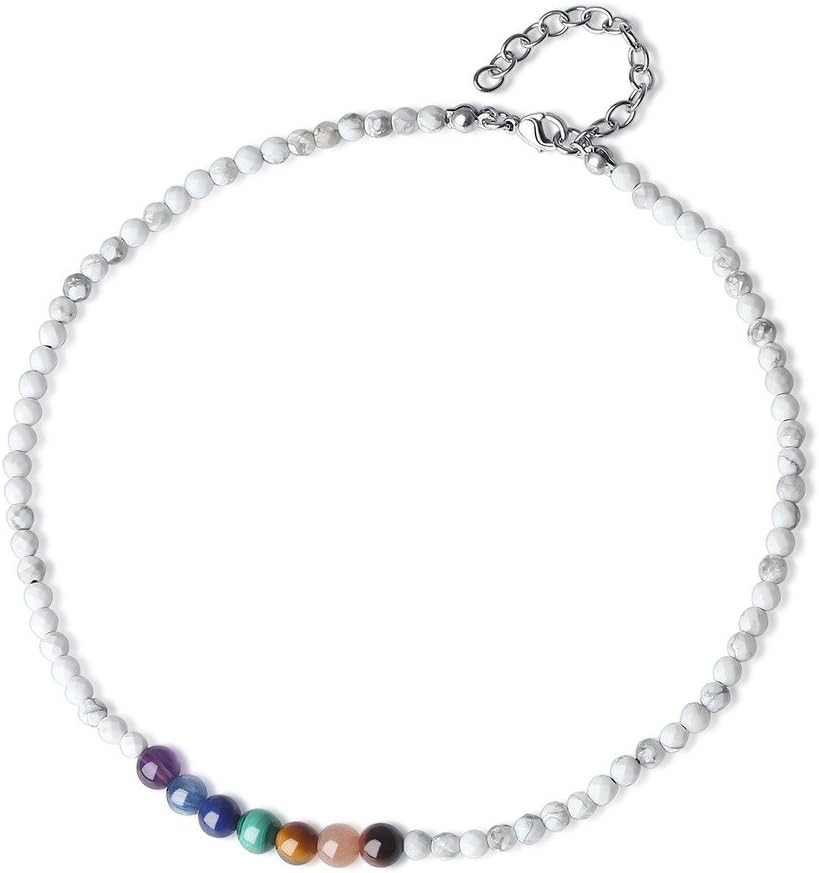 AmorWing Adjustable 7 Chakra Stone Beaded Choker Necklace