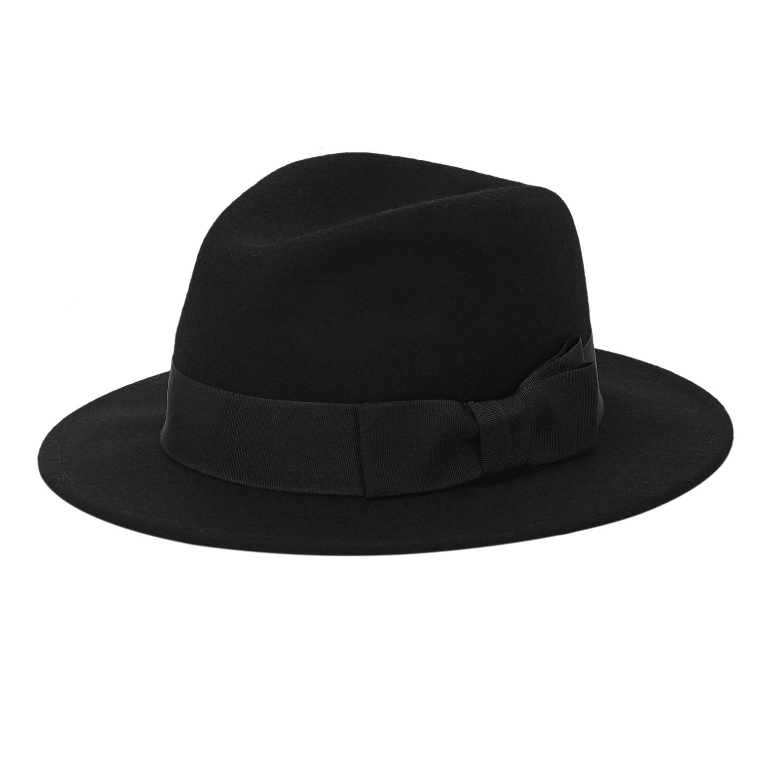 Photo 1 of 100% Wool Fedora Trilby Hat Classic Wide Brim Panama Felt Hats(Black,XL)