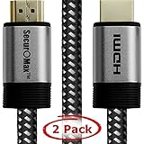 HDMI Cable 1.5 FT (2 Pack) - HDMI 2.0 (4K @ 60Hz) Ready - 30AWG Braided Cord - High Speed 18Gbps - Gold Plated - Ethernet / Audio Return - Video 2160p HD 1080p 3D - Xbox, PlayStation, PC, Apple TV