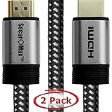 SecurOMax HDMI Cable (4K 60Hz, HDMI 2.0, 18Gbps) with Braided Cord, 1.5 Feet, 2 Pack