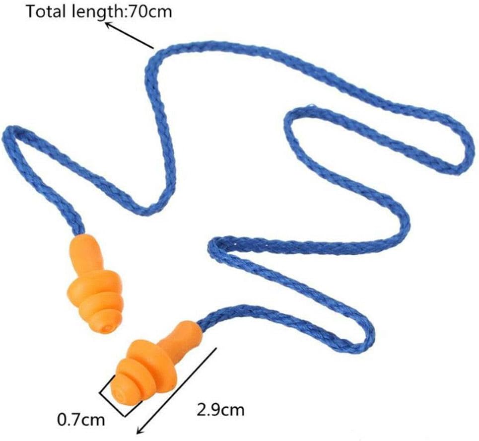 Earplugs Soft Silicone Corded Ear Plugs Reusable Hearing Protection Earplugs for Sleeping Working, Swimming, Learning (10 works, Blue) - Image 3