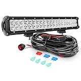 Nilight ZH006 Bar 20Inch 126W Spot Flood Combo Led Off Road Lights with 16AWG Wiring Harness Kit-2 Lead, 2 Years Warranty