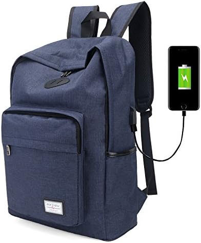 Daily University Backpack Lightweight Travel Weekend Daypack with Usb Charging Port Fit upto 15inches Laptop and Tablets Notebooks (Navy)
