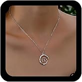 Jugielu Vintage Spiral Necklace Choker Gold Spiral Pendant Necklace Geometric Circle Swirl Necklaces Minimalist Thin Chain Jewelry for Women