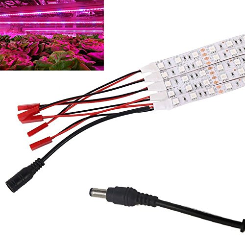 [Pack of 5]eSavebulbs 5W Hydroponic Led Grow Light Bar 5050SMD 30Leds 25Red/5Blue DC 12V Flexible Soft Led Strip Light for Indoor Plants Garden Greenhouse