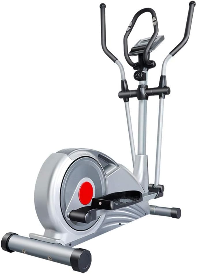 Xhtoe Cross Trainers Elliptical Trainer With LCD Monitor Home Office Fitness Workout Machine Silver Multifunctional Display (Color : Silver, Size : 121x63x162cm)