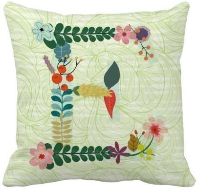 AHArtSaleStore O22L HOME Flower Monogram E Throw Pillow 18 X 18 Square Pillowcase