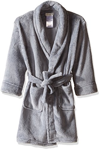 Komar Kids Big Boys' Fleece Robe Solid Gray, Gray, Small