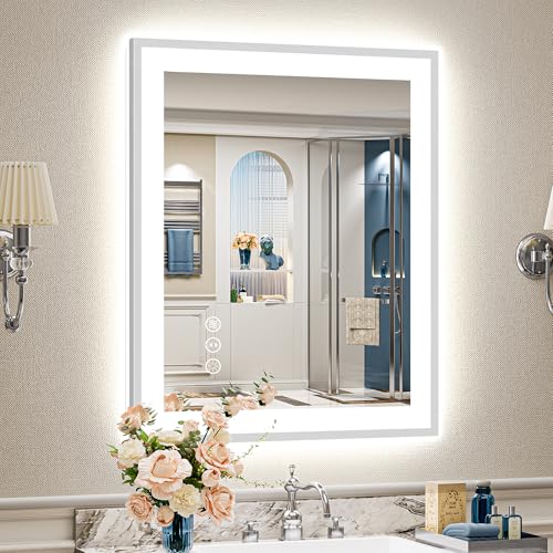 AWANDEE 24x32 LED Bathroom Mirror Dimmable 3 Colors