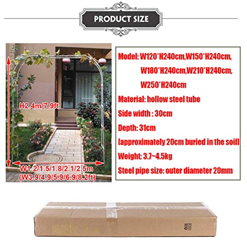 Gnova Weißer Rosenbogen GartenTorbogen Gitterlaube für Kletterpflanzen,Hochzeitseingang,BlumenRosenhilfe,schwarz,Breite… – Bild 6