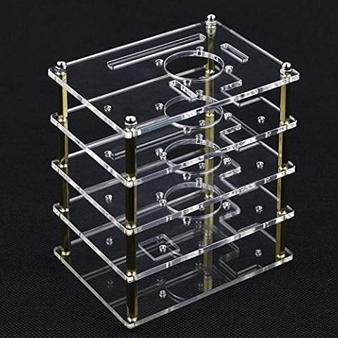Nrpfell para Raspberry Pi 4 Capas Caja de Soporte de Caja de AcríLico + Ventilador de Enfriamiento con Cubierta de Metal para Raspberry Pi 4/3 Modelo B + / 3B