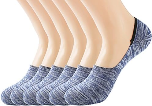 Men`s No Show Socks 6 Pairs Thin Ultimate Casual Low Cut Liner Invisible Cotton Socks 7-11/11-15