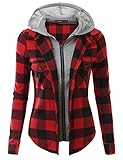 Doublju Women Casual Layerd Pattern Zip-Up Jackets