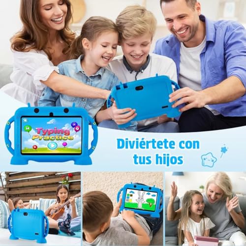 CNHVEIF Tableta para Niños, Tablet Infantil de 7 Pulgadas | Tablet para Niños Pequeños, IWAWA preinstalada, con WIFI Bluetooth, Larga Duración Tablet Regalos para Niños(azul)
