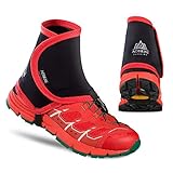 Azarxis Low Trail Gaiters Protective Shoe Covers Wrapid Gators for Men & Women & Youth Running Hiking Climbing (Red & Black)