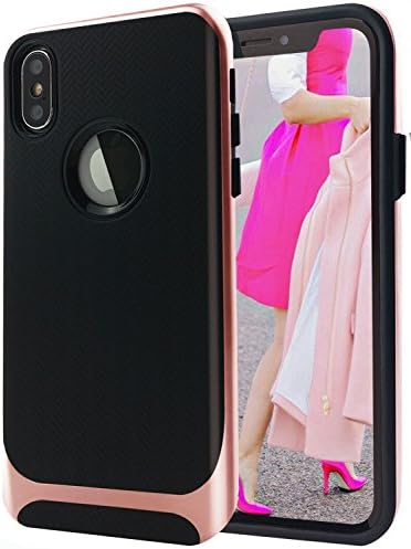 PAANTTO iPhone X Case,2 in 1 Heavy Duty [Hard PC Outer+Soft TPU Inner] Shockproof Drop Protection Hybrid Cover and Reinforced Hard Case for iPhone X/10 (2017) (Rose Gold)