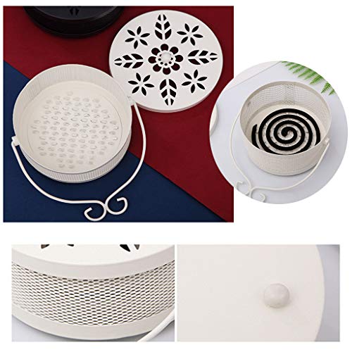 DIGOOD Mosquito Coil Holder Retro Portable Mosquito Incense Burner for Home and Garden (White) - Thumbnail 2
