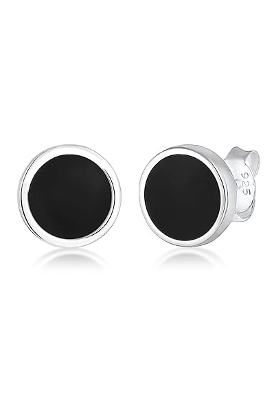 Paulo Fanello Herren-Ohrstecker Kreis Geo 925 Silber Emaille - 0303481317