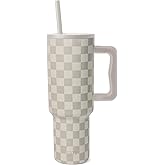Simple Modern 40 oz Trek Tumbler with Handle and Straw Lid | Cup Holder Friendly Insulated Stainless Steel Travel Mug | Checkmate