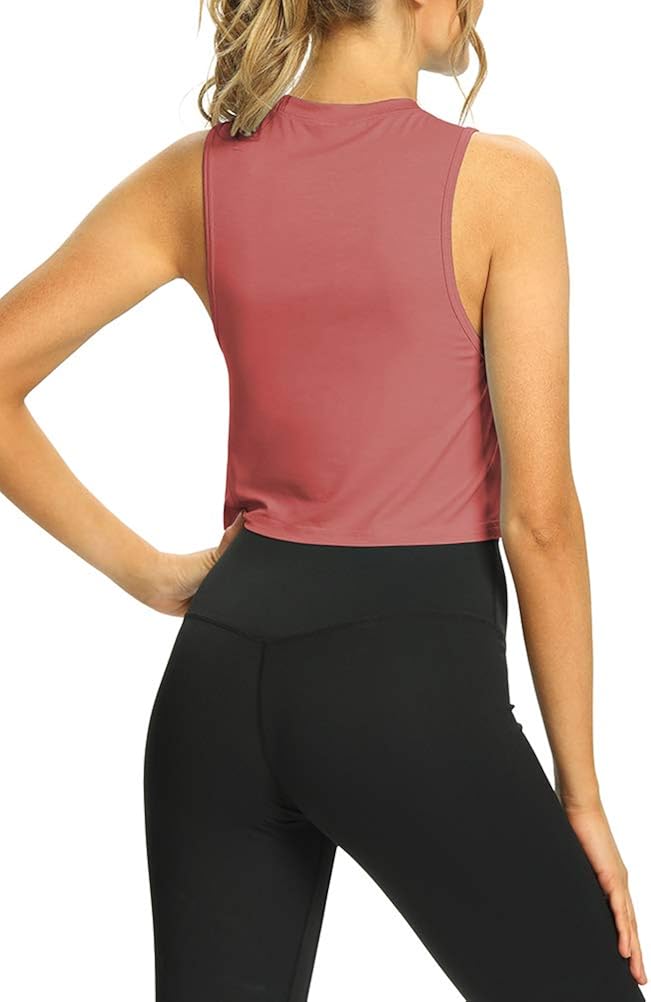Mippo Workout Crop Tops for Women Flowy Cropped Muscle Tank Cute Athletic Shirts at  Women’s Clothing store