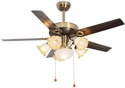 Amazon Com Boyi Ceiling Fan With Light Lamp Retro Wood Iron Leaf