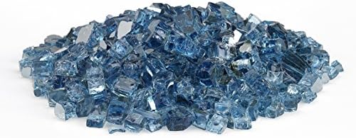 Pacific Blue 1/2-Inch Reflective Fire Glass by EZ Yard Tech- 10 Pound Jar w/ Carrying Handle. Perfect For Any Propane or Natural Gas Fireplace or Fire pit.