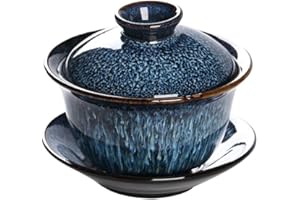 PRETYZOOM Retro Ceramic Tea Bowl Lid 140ml Heat-Resistant Classical Cup Traditional Chinese Teaware for Home Brewing