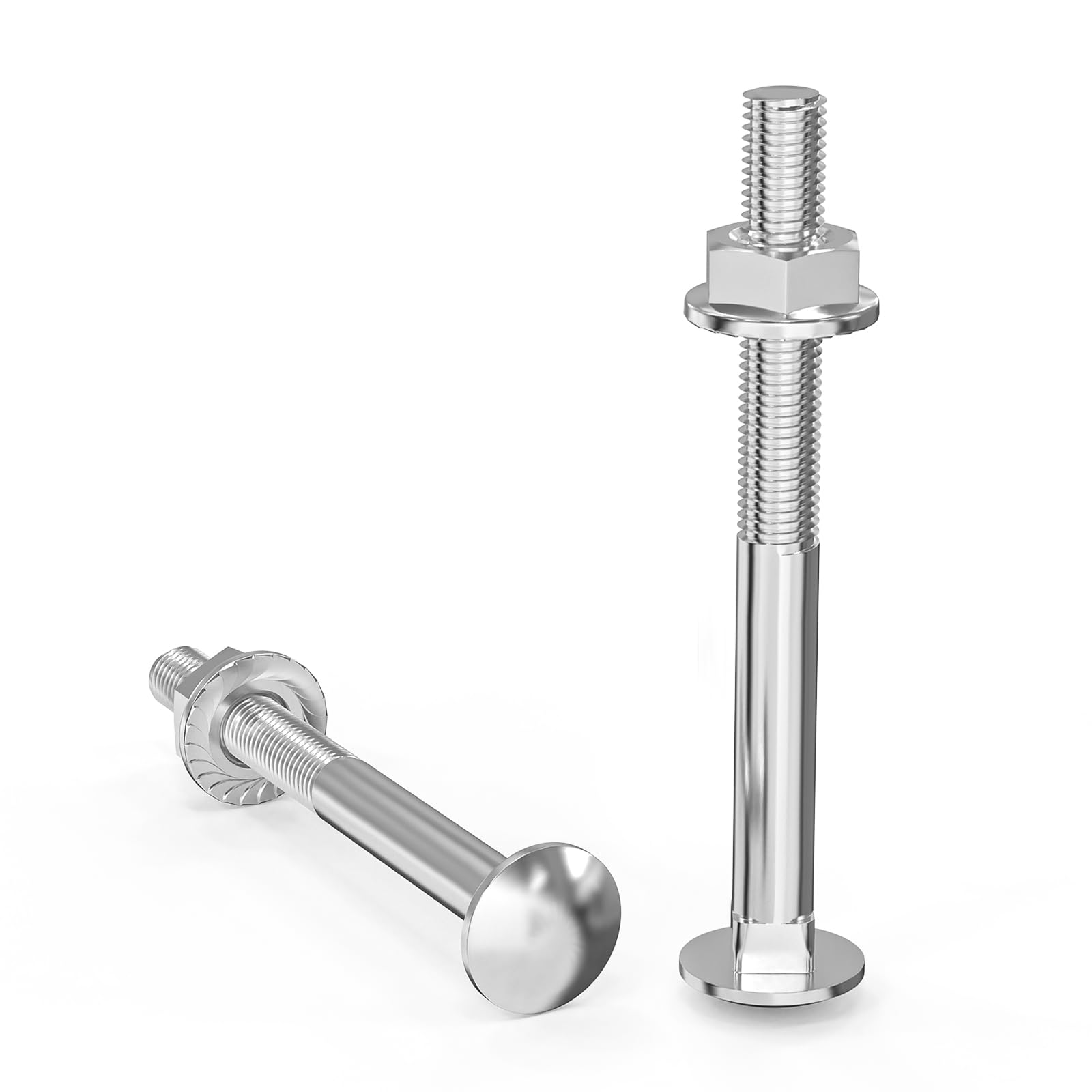 ORTAVA Carriage Bolts M6 x 60 Galvanised DIN 603 (Pack of 20), with Hexagonal Flange Nut, Made of Stainless Steel A2 V2A, Half Round Head Square Lock Screws