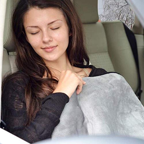 GEMGO Electric Car Heating Blanket, 12V Lattice Fleece Car Constant Temperature Car Electric Warm Blanket for SUV Vehicle Truck Boats RV, Winter Cold Weather Travel Camping (Grey) - Thumbnail 6