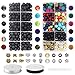 754pcs Lava Beads Kit, Lava Stone Rock Beads Chakra Beads Spacers Beads with 2 Rolls Elastic String and Needles for Essential Oils Bracelet Necklace Jewelry Making (8mm 6mm)